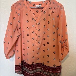 Croft & Barrow Coral Patterned Blouse